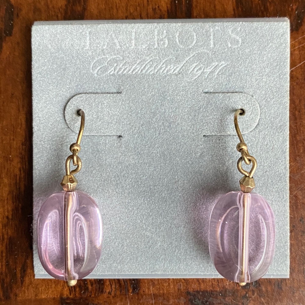 Talbots Pink Glass Bead Earrings - NEW!